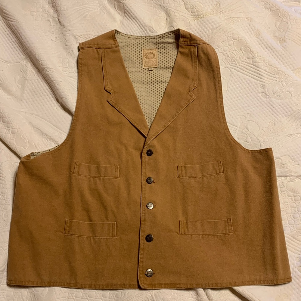 WAH Maker Frontier Clothing vest cowboy western Canvas Cinch back button USA